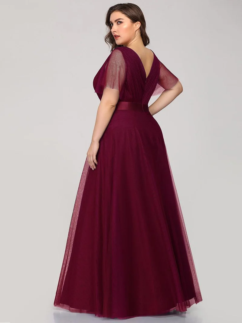 pretty MISTE|Robe de soirée grande taille pour femmes avec manches courtes
