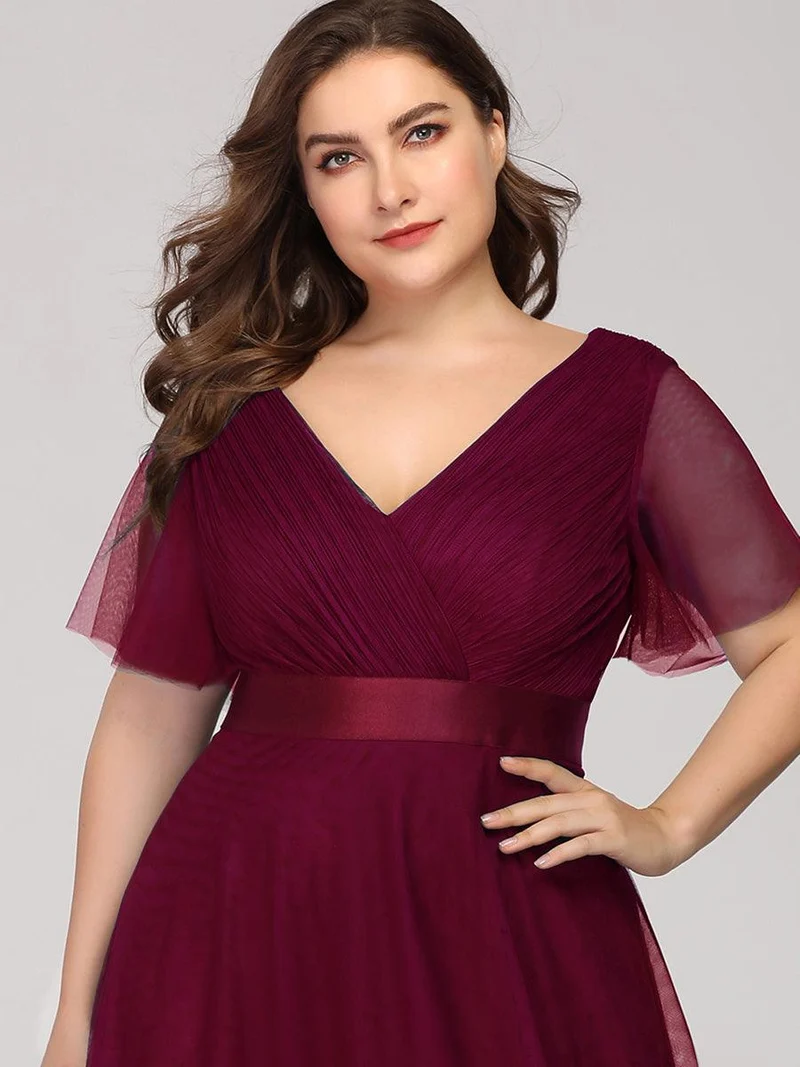 pretty MISTE|Robe de soirée grande taille pour femmes avec manches courtes