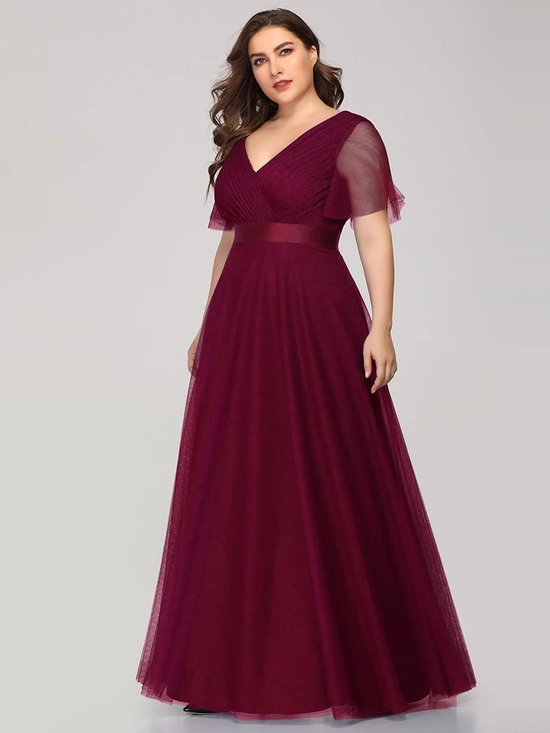 pretty MISTE|Robe de soirée grande taille pour femmes avec manches courtes