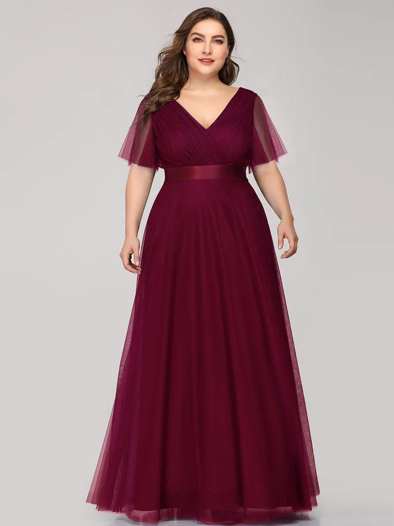pretty MISTE|Robe de soirée grande taille pour femmes avec manches courtes