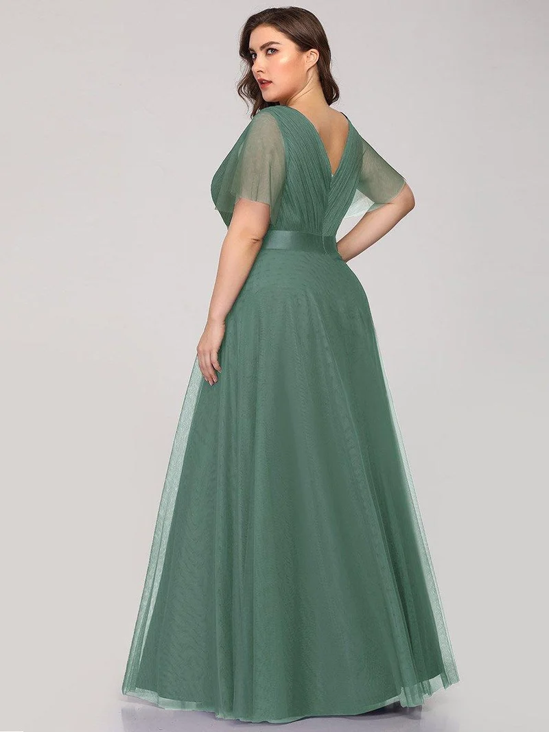 pretty MISTE|Robe de soirée grande taille pour femmes avec manches courtes