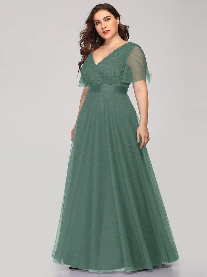 pretty MISTE|Robe de soirée grande taille pour femmes avec manches courtes