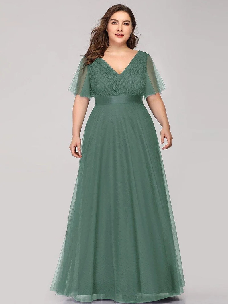 pretty MISTE|Robe de soirée grande taille pour femmes avec manches courtes