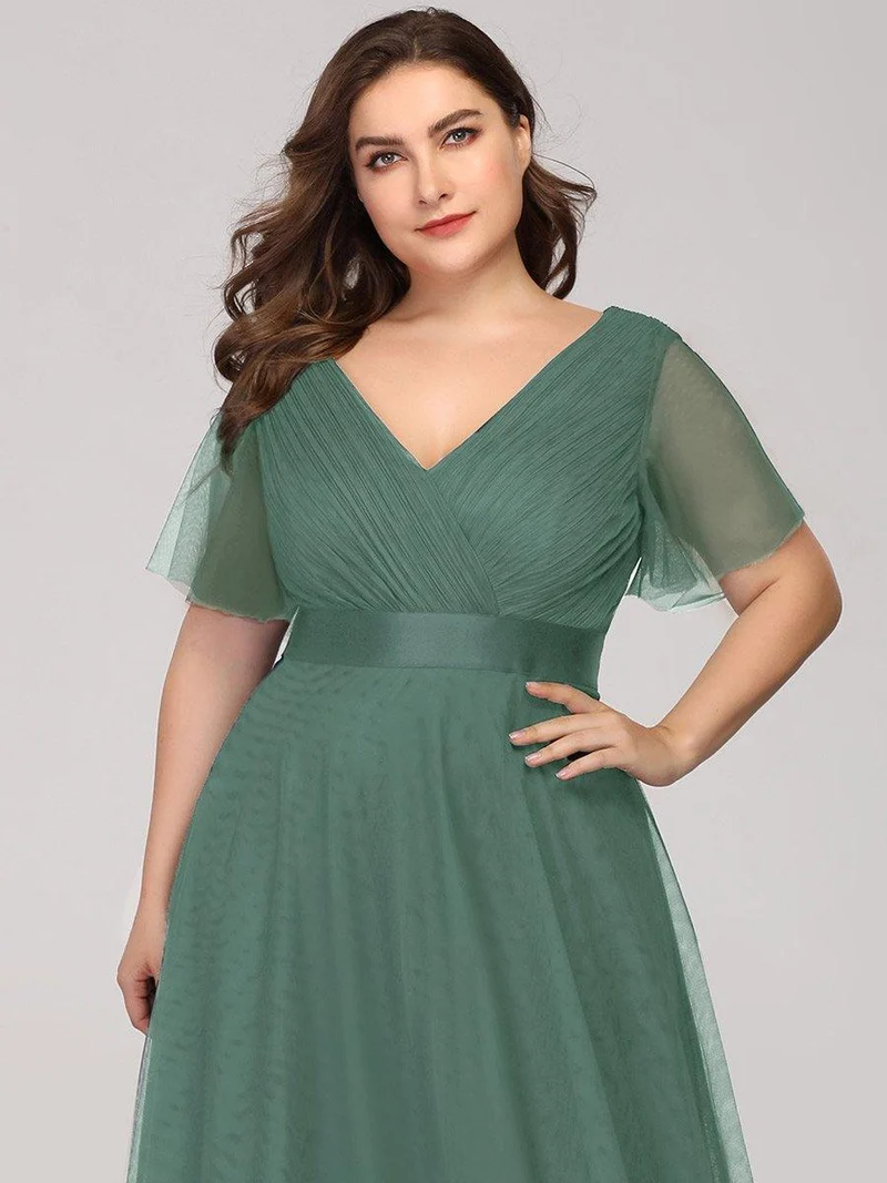 pretty MISTE|Robe de soirée grande taille pour femmes avec manches courtes
