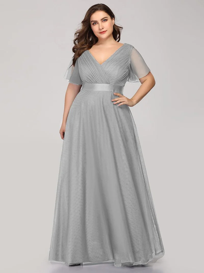 pretty MISTE|Robe de soirée grande taille pour femmes avec manches courtes