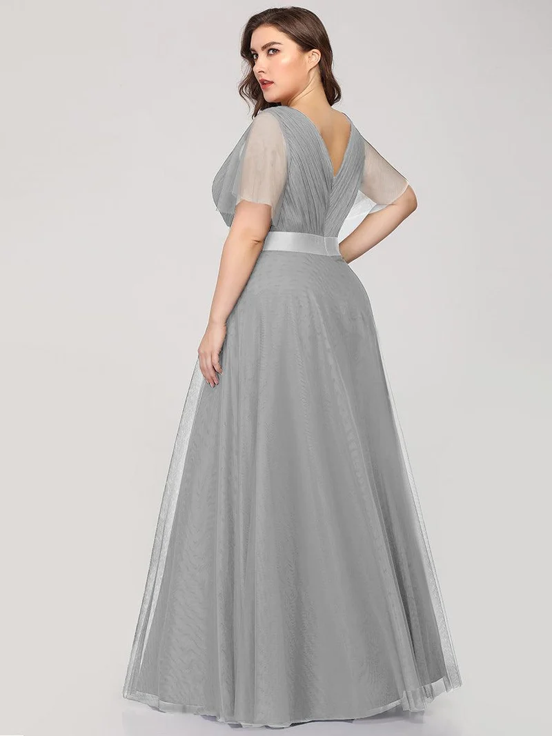 pretty MISTE|Robe de soirée grande taille pour femmes avec manches courtes