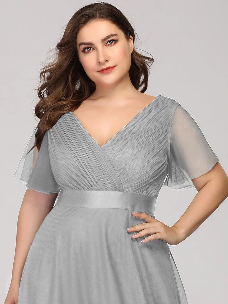 pretty MISTE|Robe de soirée grande taille pour femmes avec manches courtes