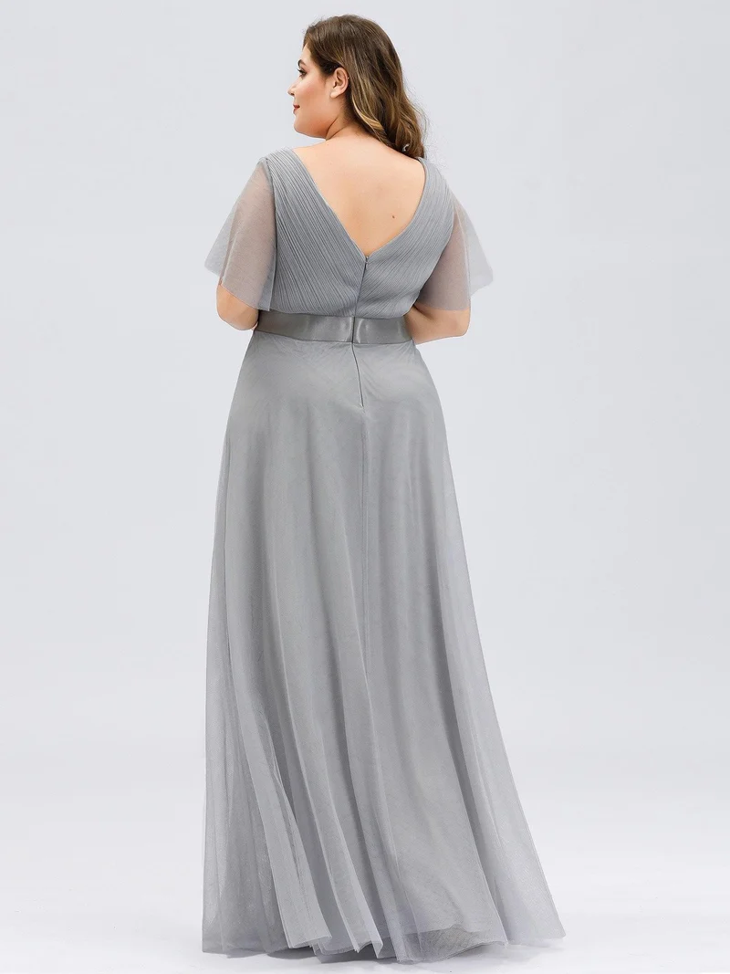 pretty MISTE|Robe de soirée grande taille pour femmes avec manches courtes