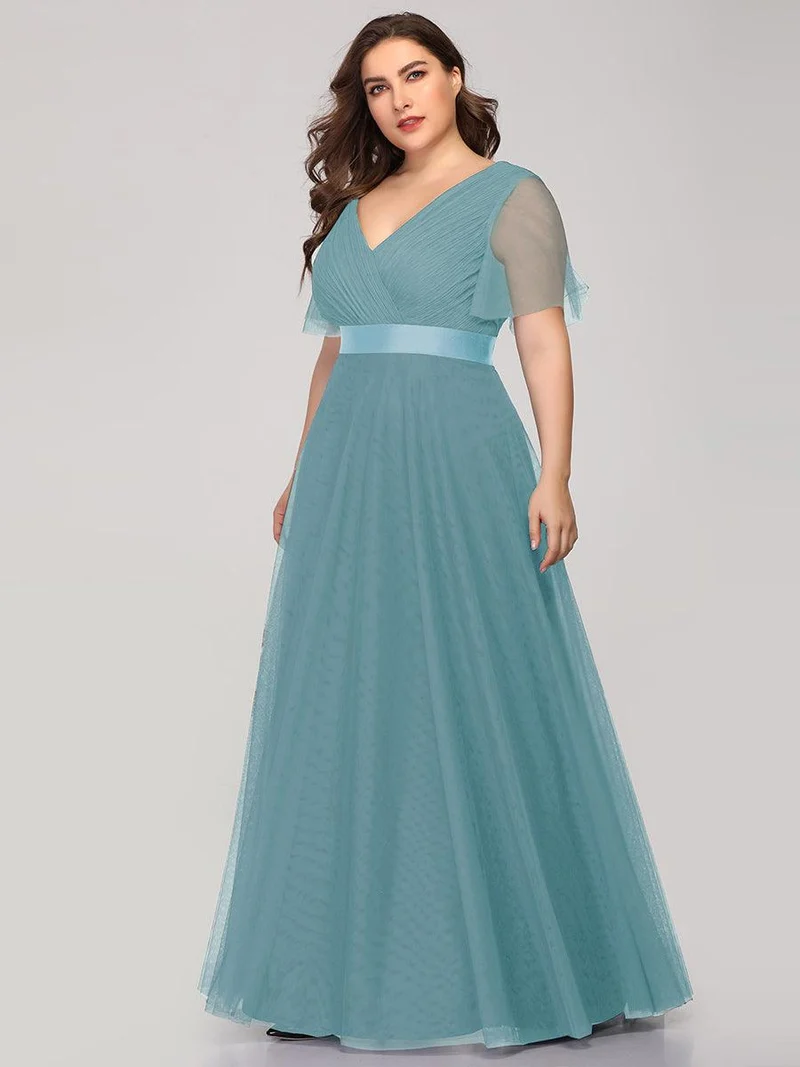 pretty MISTE|Robe de soirée grande taille pour femmes avec manches courtes