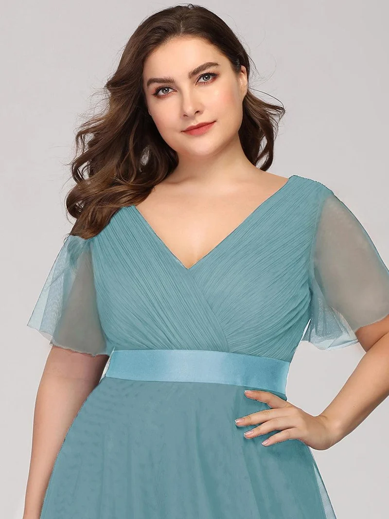 pretty MISTE|Robe de soirée grande taille pour femmes avec manches courtes