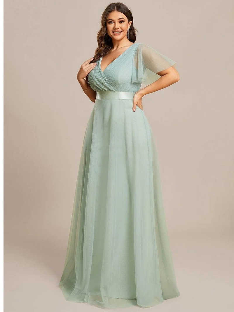 pretty MISTE|Robe de soirée grande taille pour femmes avec manches courtes