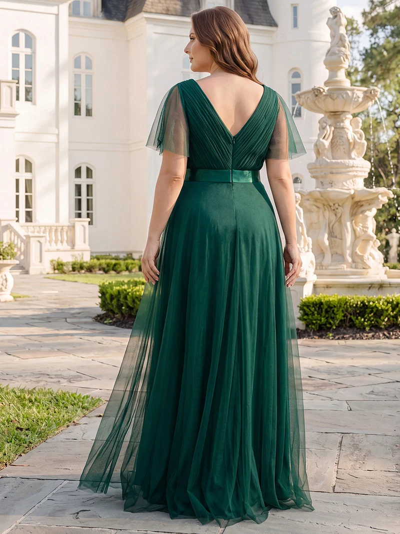 pretty MISTE|Robe de soirée grande taille pour femmes avec manches courtes
