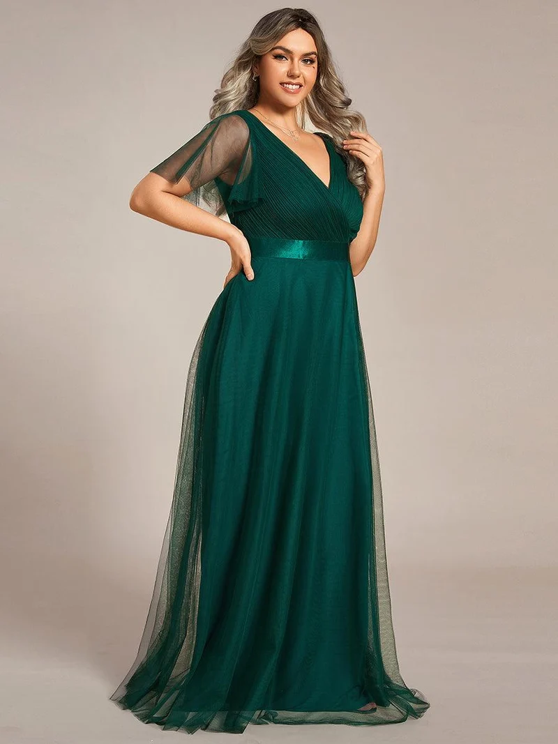 pretty MISTE|Robe de soirée grande taille pour femmes avec manches courtes