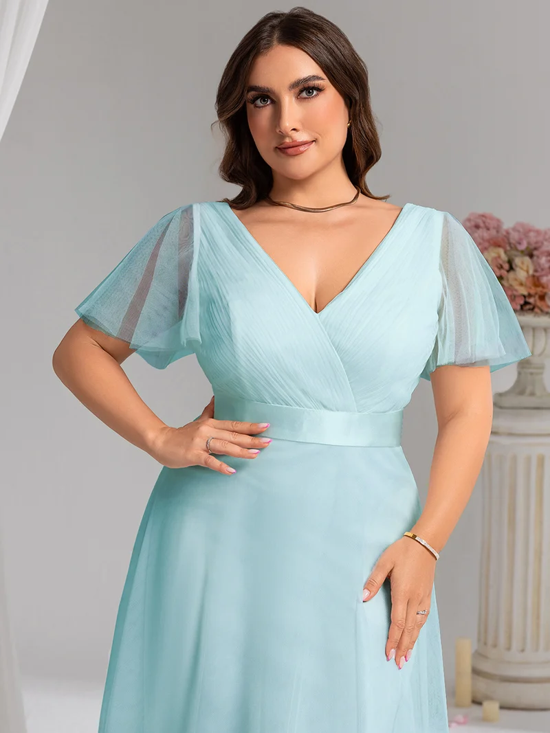 pretty MISTE|Robe de soirée grande taille pour femmes avec manches courtes