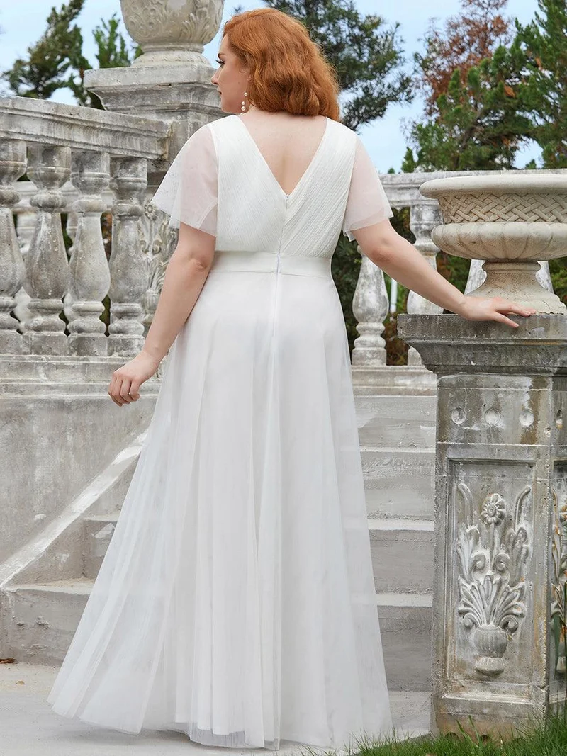 ever MISTE|Robe de soirée à manches courtes et à double col V pour femmes