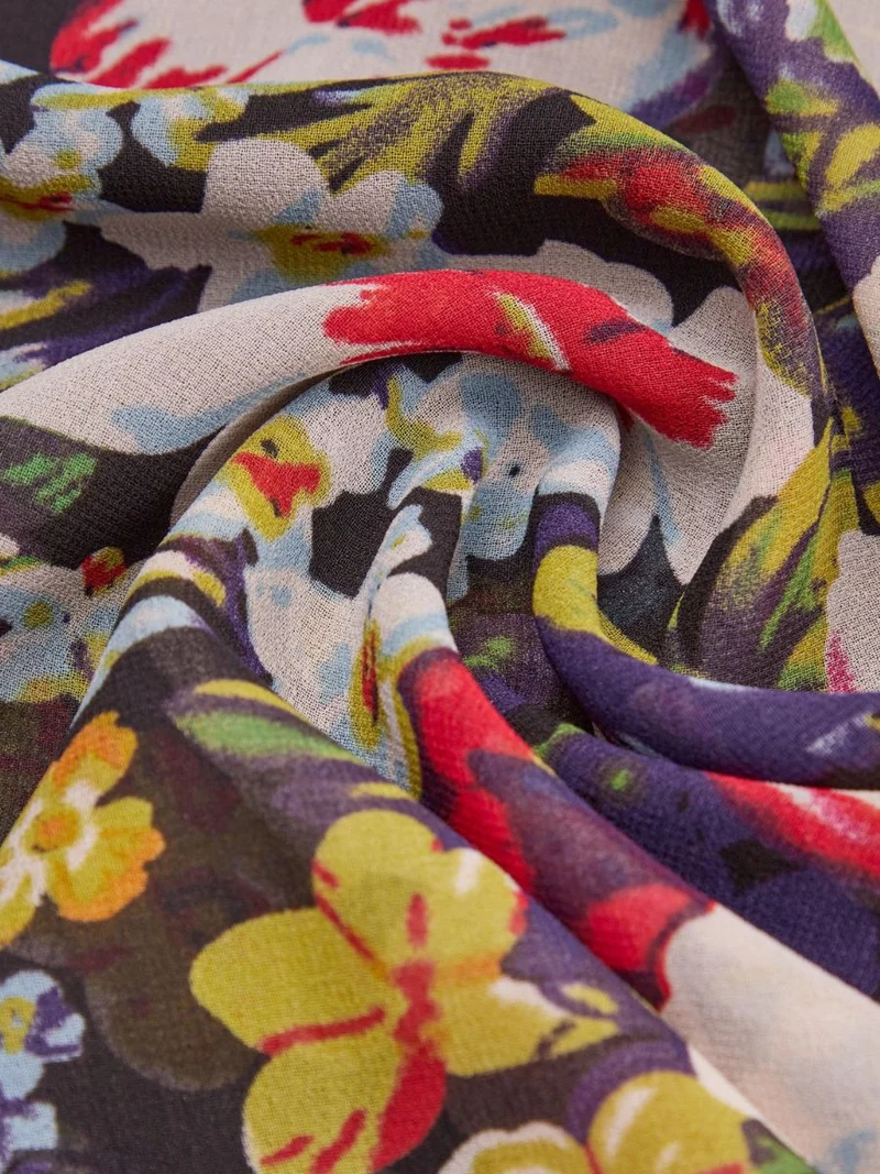 Tissu pour robe en mousseline de soie multicolore