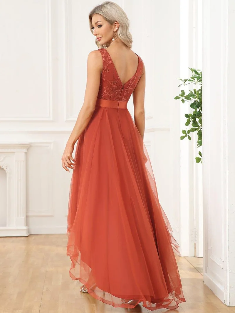 ever SASHIA|Robe de Cocktail en Tulle à Paillettes Haut Bas Ourlet Asymétrique(Vente finale)