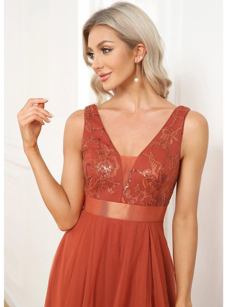 ever SASHIA|Robe de Cocktail en Tulle à Paillettes Haut Bas Ourlet Asymétrique(Vente finale)