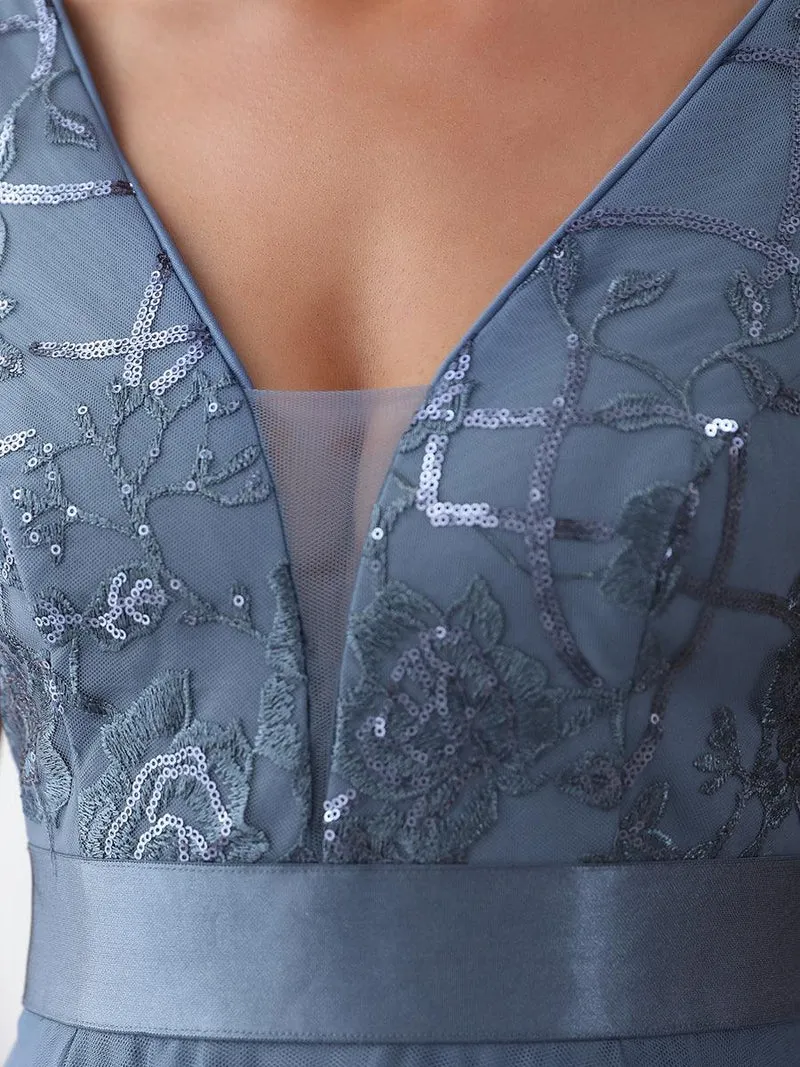 ever SASHIA|Robe de Cocktail en Tulle à Paillettes Haut Bas Ourlet Asymétrique(Vente finale)
