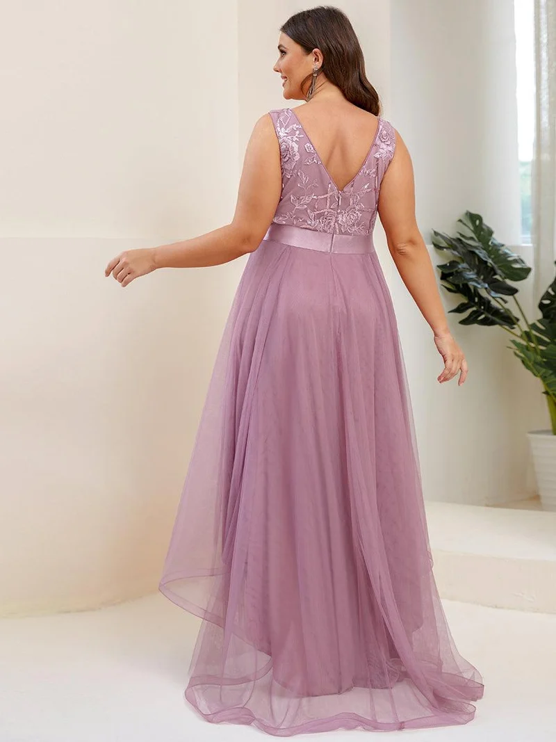 ever SASHIA|Robe de Cocktail en Tulle à Paillettes Haut Bas Ourlet Asymétrique(Vente finale)