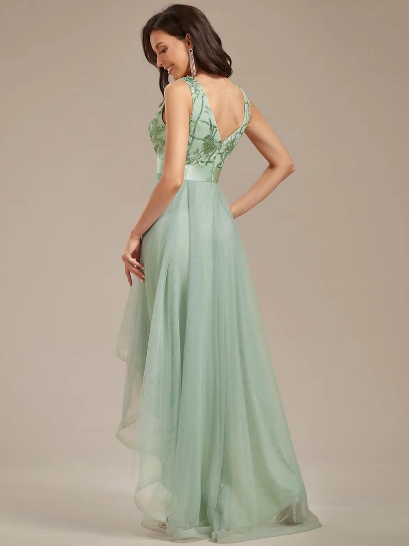 ever SASHIA|Robe de Cocktail en Tulle à Paillettes Haut Bas Ourlet Asymétrique(Vente finale)