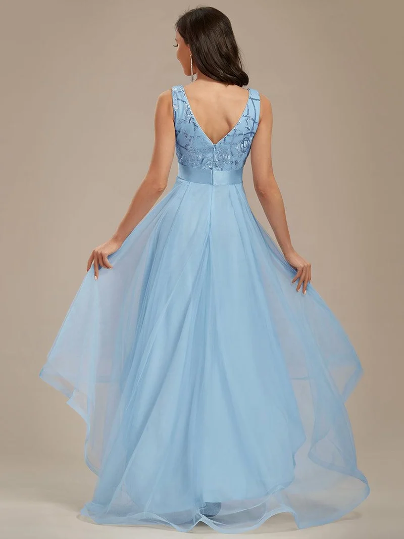 ever SASHIA|Robe de Cocktail en Tulle à Paillettes Haut Bas Ourlet Asymétrique(Vente finale)