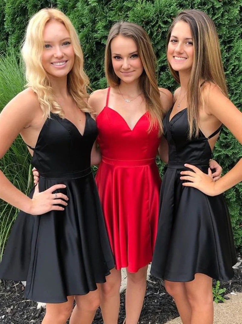 Superbe robe de bal rouge et noire à col en V pour les retrouvailles et les événements officiels