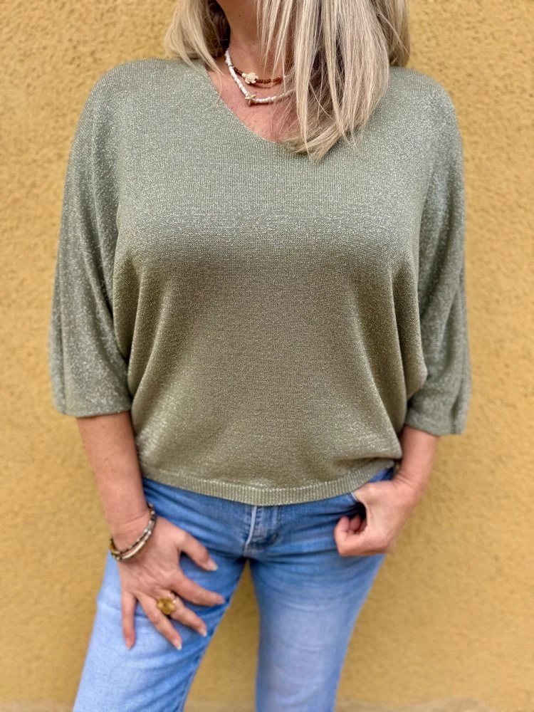 Pull brillant Sylvio kaki