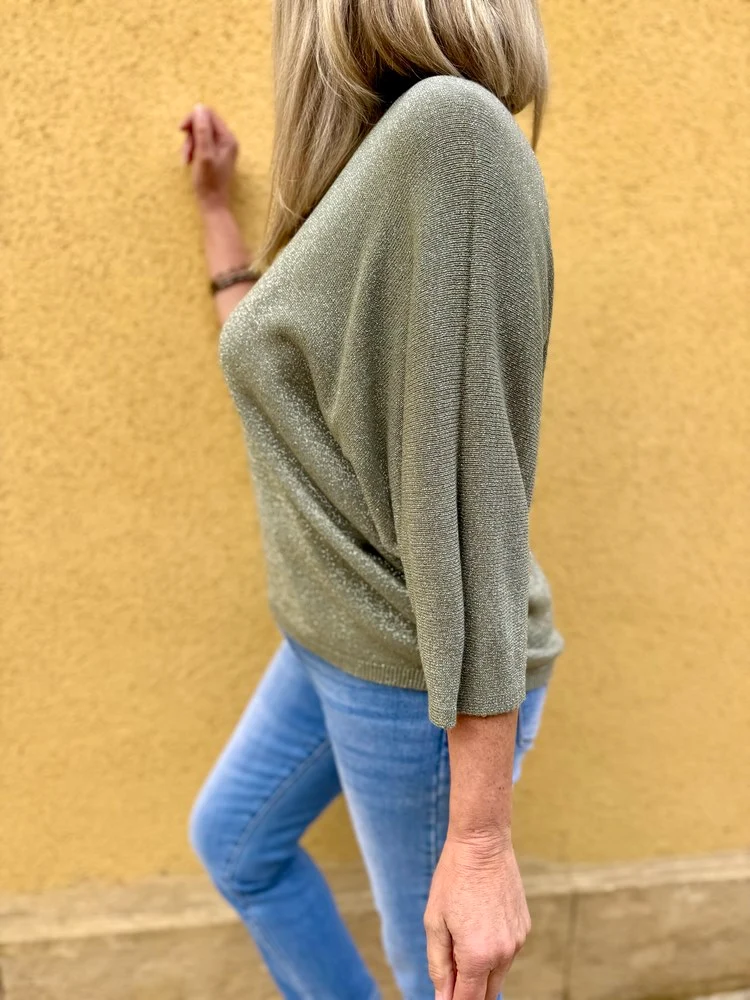 Pull brillant Sylvio kaki