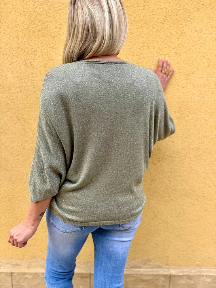 Pull brillant Sylvio kaki
