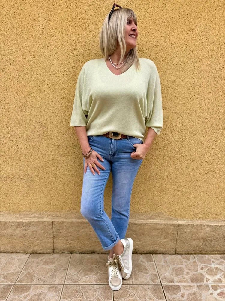 Pull brillant Sylvio vert pâle