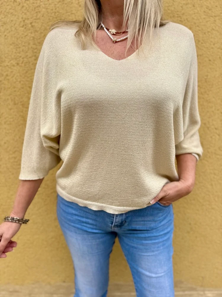 Pull brillant Sylvio beige doré