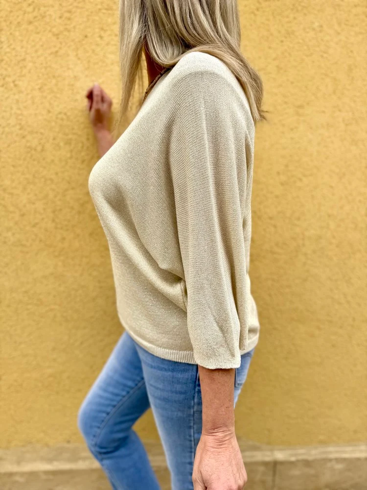 Pull brillant Sylvio beige doré