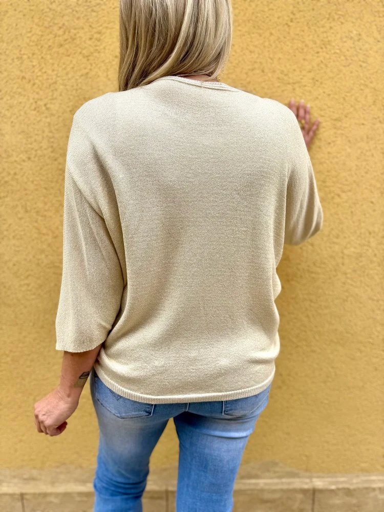 Pull brillant Sylvio beige doré