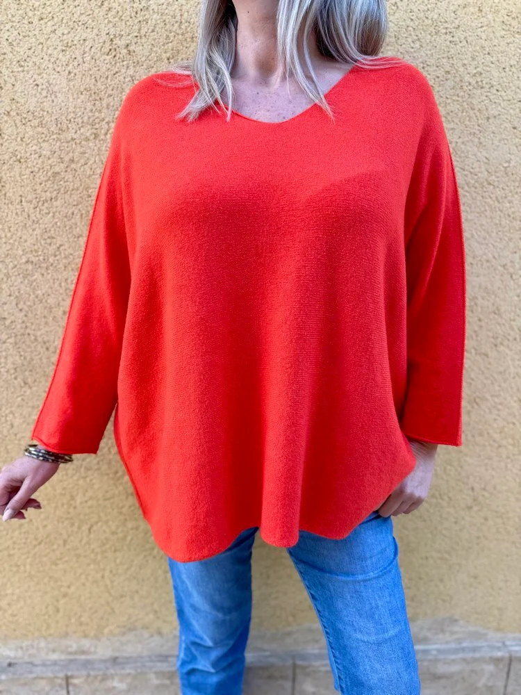 Pull méga loose Pablo orange foncé