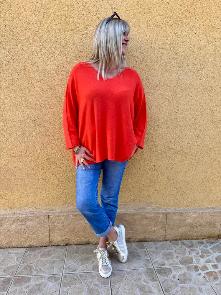 Pull méga loose Pablo orange foncé