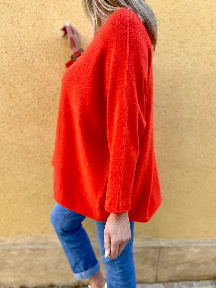 Pull méga loose Pablo orange foncé