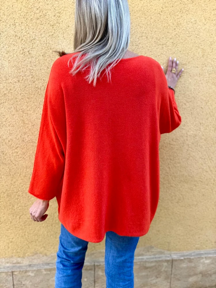 Pull méga loose Pablo orange foncé