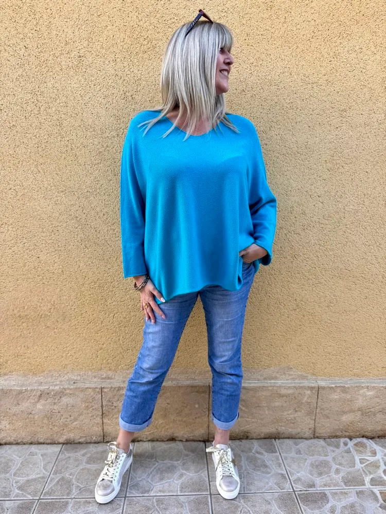 Pull méga loose Pablo turquoise