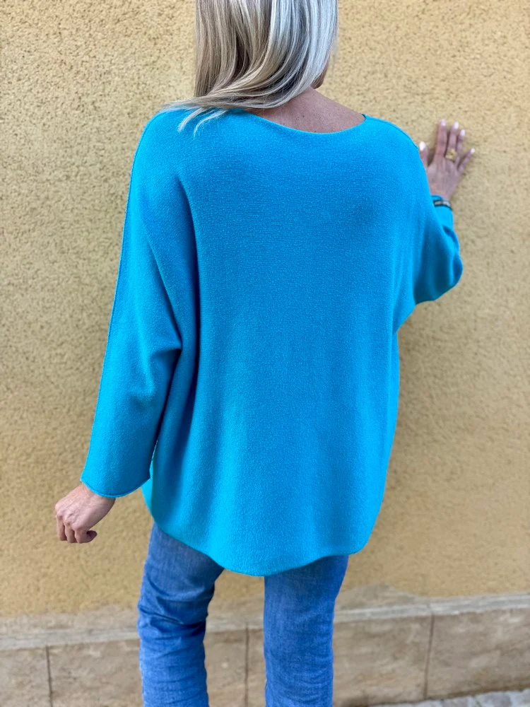 Pull méga loose Pablo turquoise