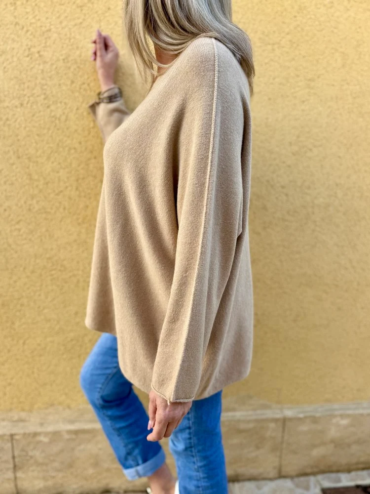 Pull méga loose Pablo camel clair