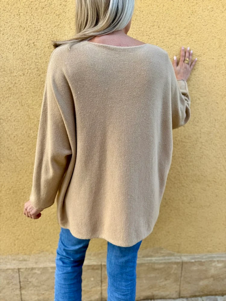 Pull méga loose Pablo camel clair