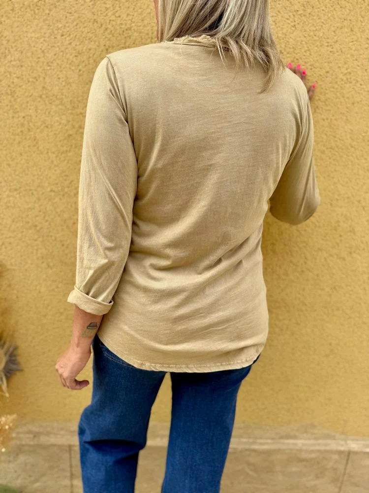 Teeshirt manches longues Poisson camel
