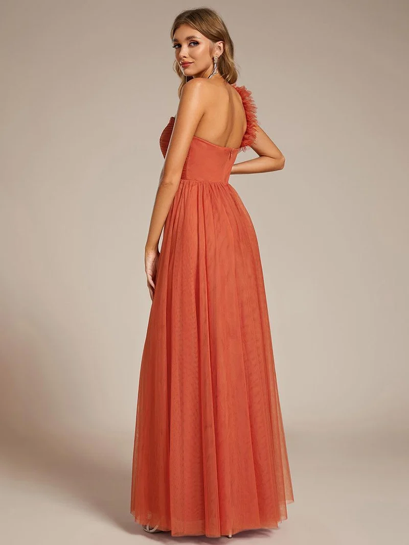 ever CLOE|Robe demoiselle d'honneur à une épaule appliquée en tulle avec une fente haute