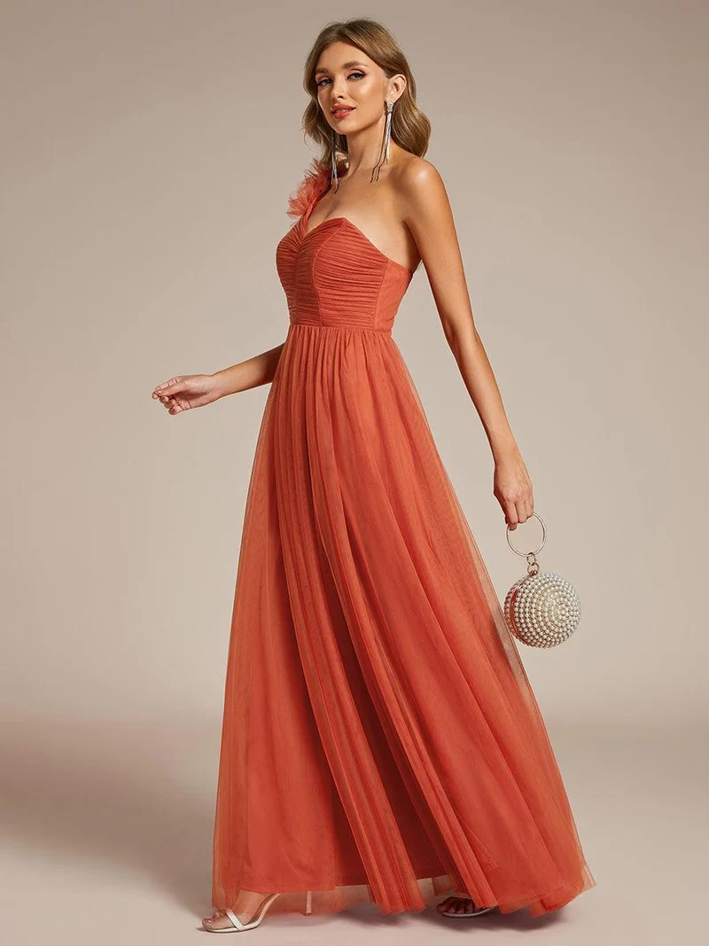 ever CLOE|Robe demoiselle d'honneur à une épaule appliquée en tulle avec une fente haute