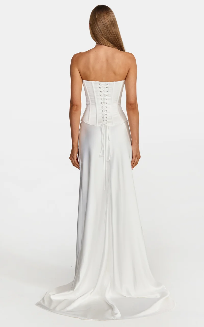 Carrie Maxi Skirt - Bias Cut Skirt With Train in White