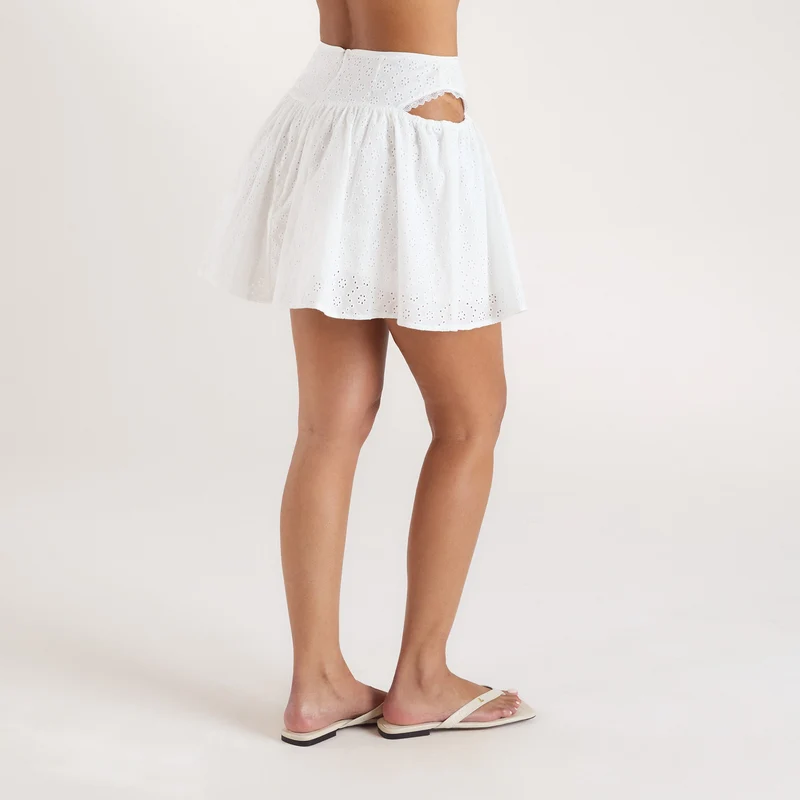 Jupe Mini Broderie - Blanc