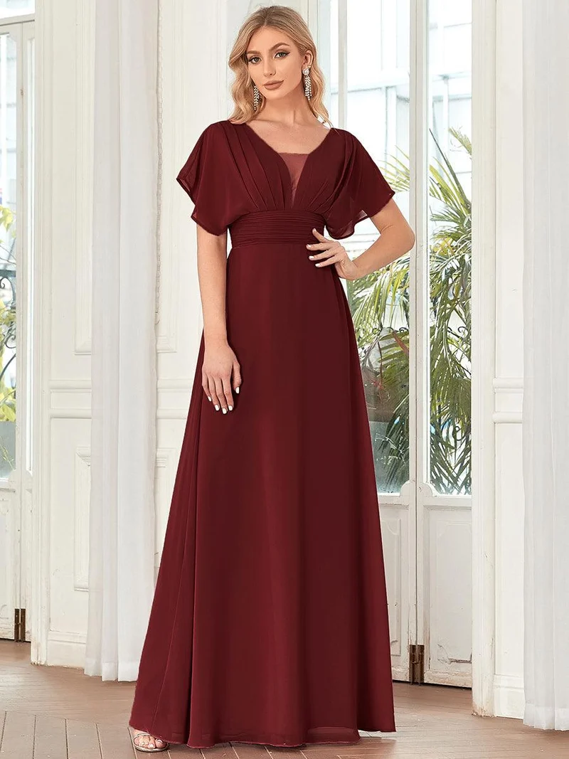 Robe invitée mariage en mousseline de soie A-line