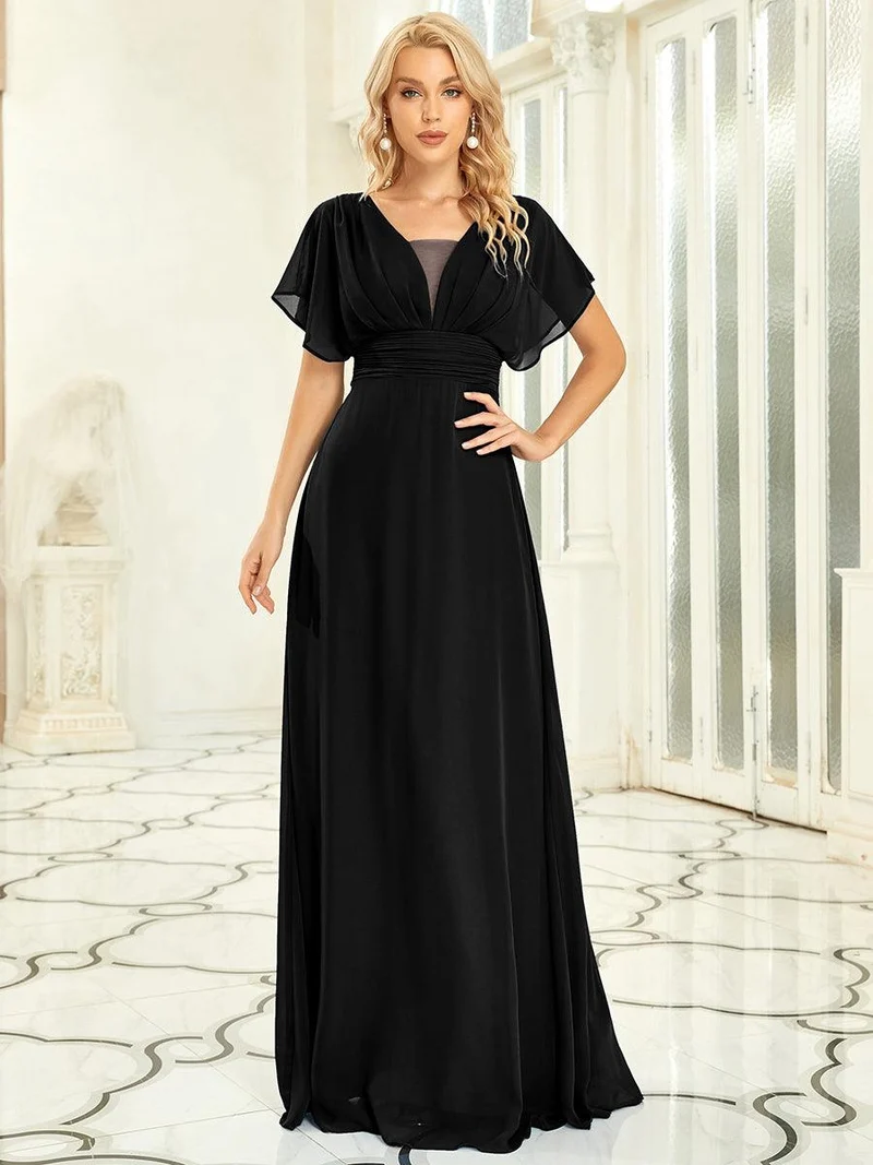 Robe invitée mariage en mousseline de soie A-line