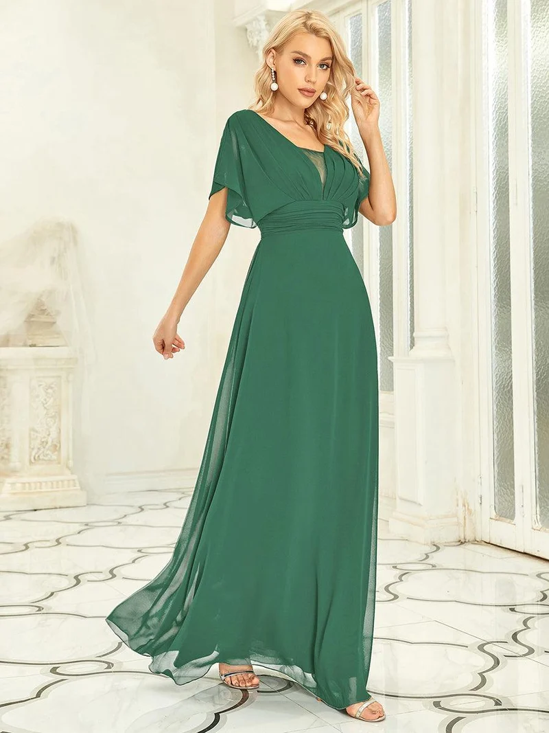Robe invitée mariage en mousseline de soie A-line
